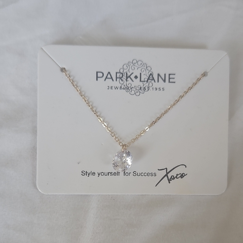 Park Lane Gold Necklace with Clear Pendant